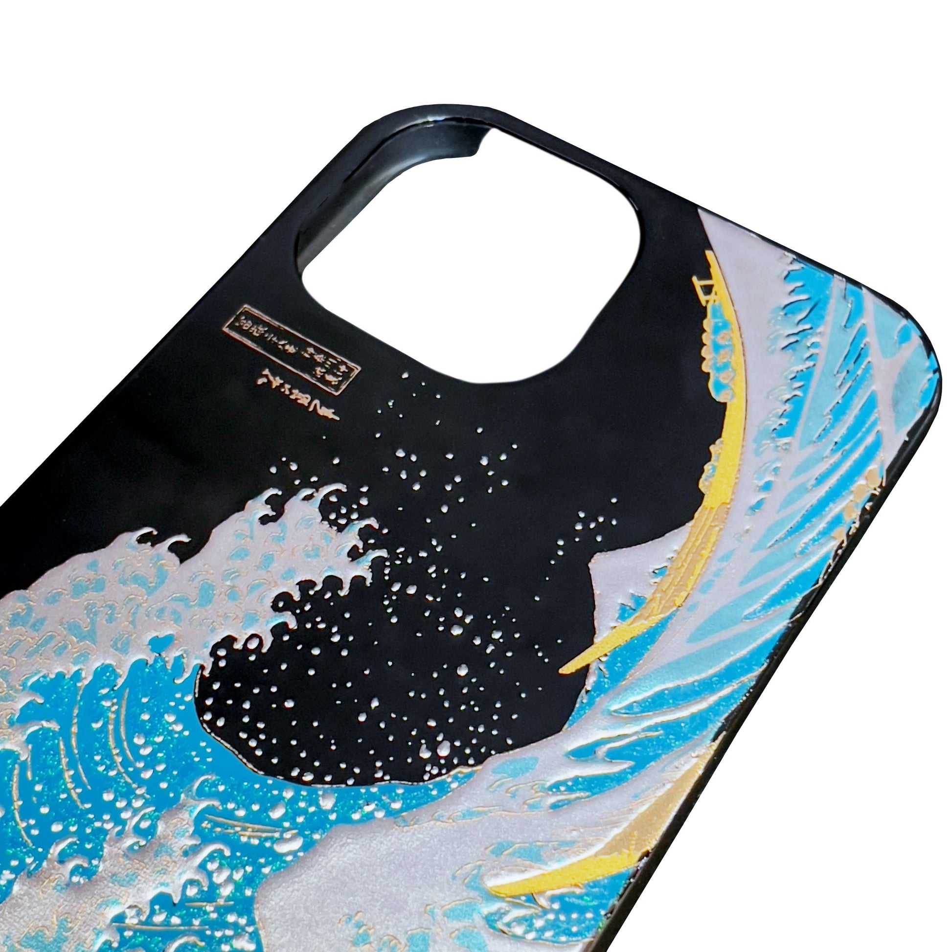 Hokusai Wave Makie Artisan iPhone 15 Case Black, Blue – Raikou Hokusai Wave Makie Artisan iPhone 15 Case Black, Blue – Raikou