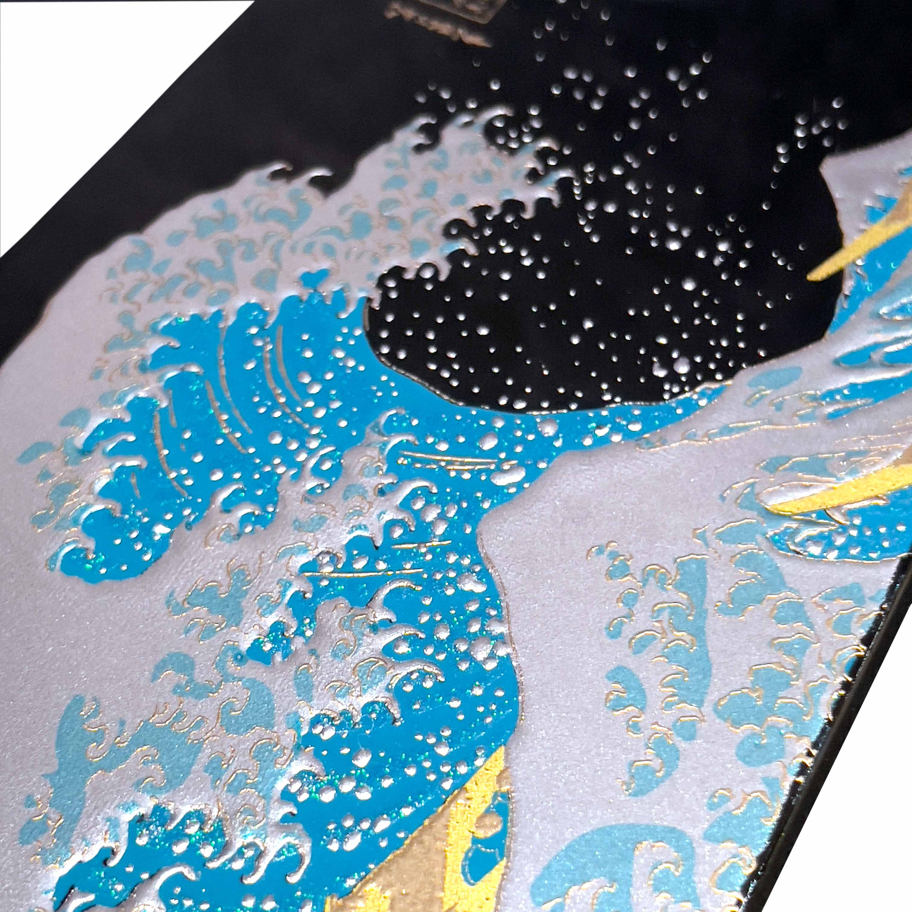 iPhone 15 Case, Japanese Laquerware, Hokusai, Blue Wave Close Up Shot