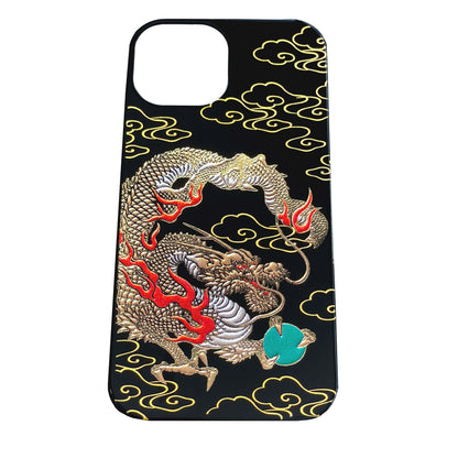 iPhone 15 Case, Japanese Laquerware, Imperial Dragon full Shot