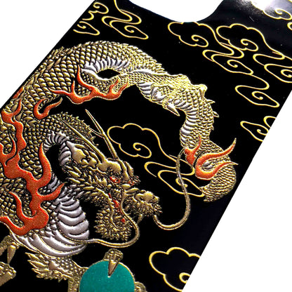 iPhone 15 Case, Japanese Laquerware, Imperial Dragon detail Shot