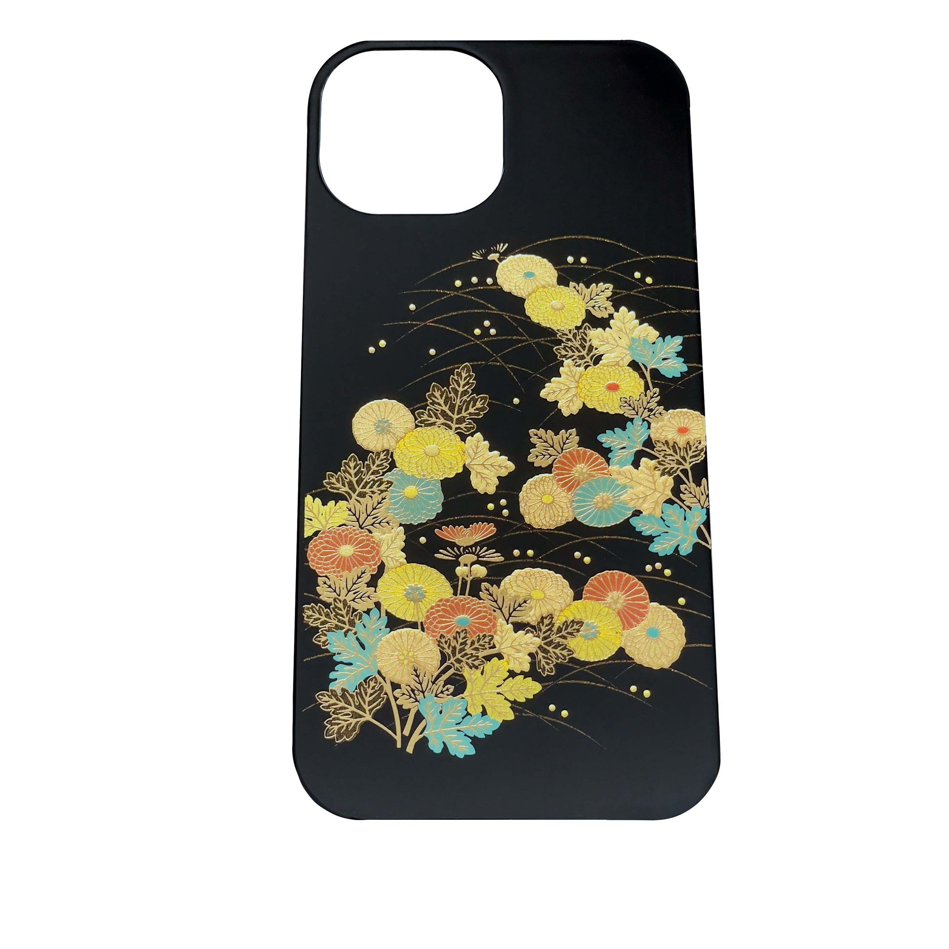 iPhone 15 Case, Japanese Laquerware, Japanese Chrysanthemum full Shot